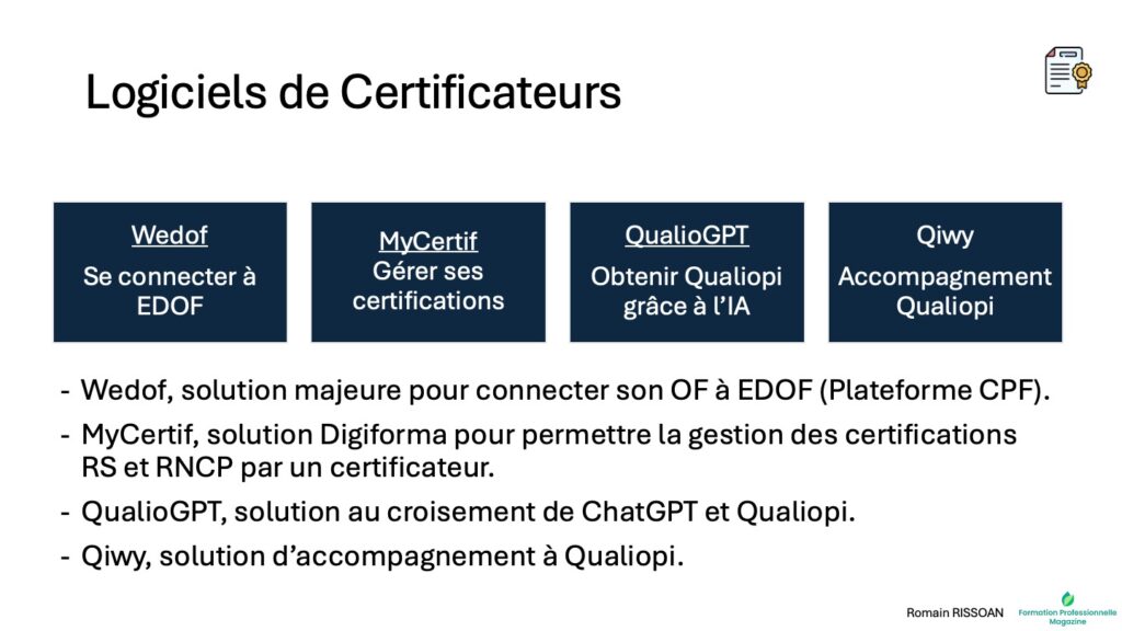 Logiciels certificateurs