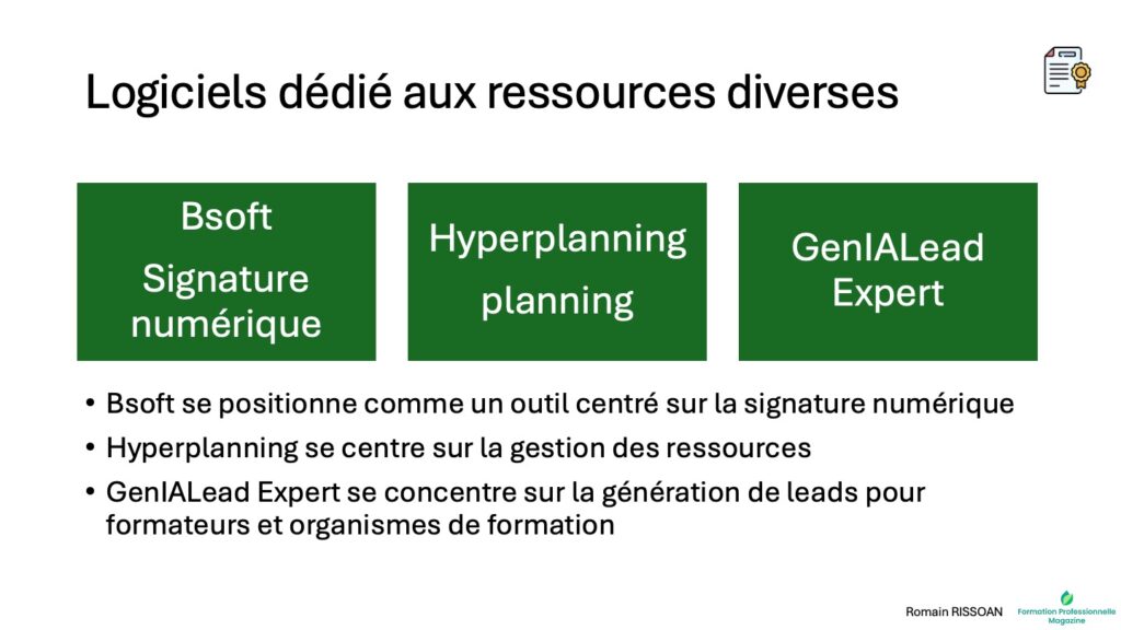 Logiciels formation ressources